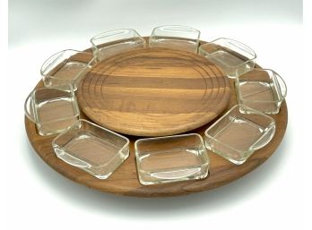 Vintage Digsmed Teak Lazy Susan Serving Tray