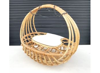 Vintage Albini Style Bamboo And Rattan Hanging Dry Bar