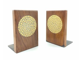 Pair Of Vintage Jane And Gordon Martz Tile Bookends For Marshall Studios