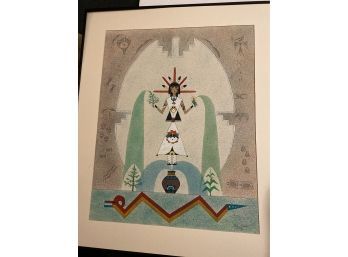 Beautiful Large Native American Mixed Media Artwork, By  Paa Groybal Tsun, Signed