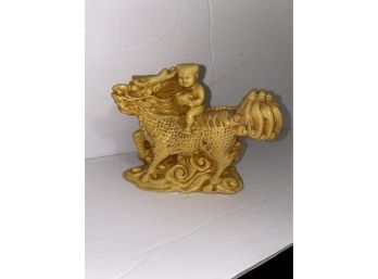 Japanese Dragon & Warrior Carved Resin Sculpture