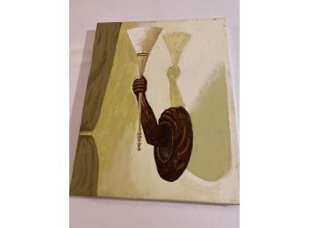 Oil On Canvas, Arm Wall Sconce With Shadow Signed M.perel