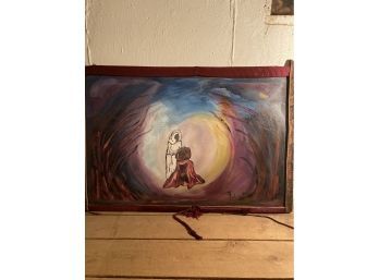 Symbolic Oil On Board Of Light & Dark Hooded Figures, Signed Ric & Uniquely Framed