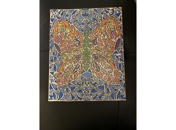 Butterfly Mosaic Acrylic On Canvas, Signed ALH