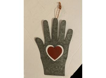 Heart In Hand Metal Hanging Folk Art