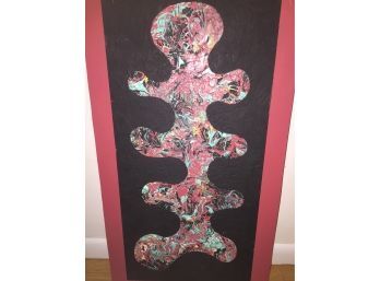 Unique Abstract Oil On Board Signed Tom Dithsob, Titled Biomorphic Aneurysm