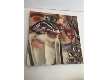 Amazing Detailed Oil On Canvas Of A Cat By Julia Tighe Titled Decisions