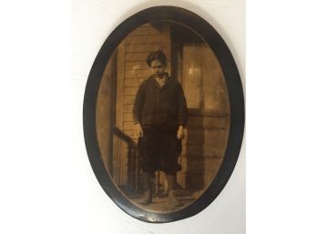 Antique Photo Of A Boy On Metal