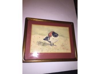 Cute Duck Watercolor Signed Paugh Professionally Framed