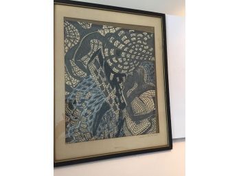 Abstract Artwork On Paper, Signed By Artist, Framed And Matted 1969