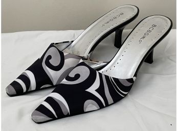 BCBG Girls Black & White Mules Size 7.5B