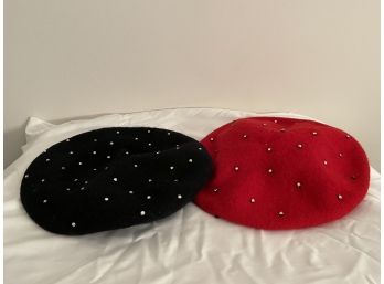 Berets With Beads Made In Hong Kong Pair Size Small-Medium