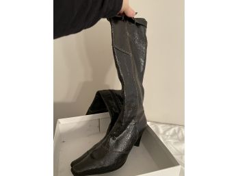 Black Chunky Heeled Boots Size 7.5