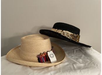 AMIGOS & CAROLE FREED Le Petit Chapeau Sun Hats Pair Both ONE Size Fit