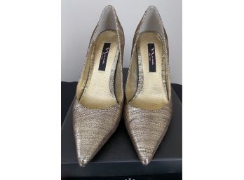 NINA Babette YL Gold Metallic S Heels Size 7.5M