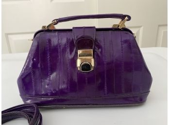 Purple Leather Purse With Shoulder Strap