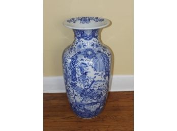 Massive 30 Inch Blue & White Vase