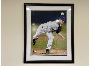 Framed Autographed Photo Of NY Mets Pitcher John Maine