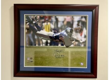 Tiki Barber Autographed Photo, Triple Matted & Framed