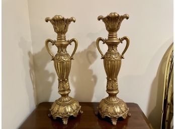 Pair Of Attractive Carved Candle Holders