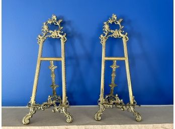 Two Intricately Cast Brass Display Stands