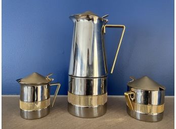 'Pagoda' Mixed Metal Stainless Steel Espresso Set, Made In Italy