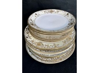 Nippon Gold And White Plates - BLUE Simple Bottom Marking