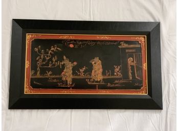 Vintage - Oriental Hand Painted Image On Wood (1 Of 4)