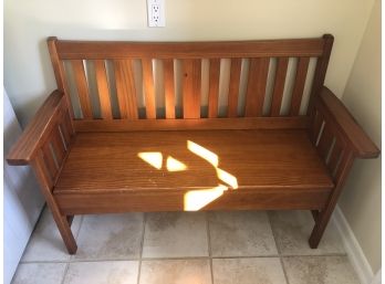 Beautiful - Honey Colored Wooden Bench With Hidden Seat For Storage