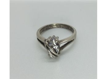 Vintage Size 7 1/2 Large CZ In Solid Sterling Silver