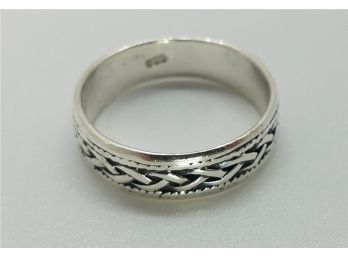 Lovely Vintage Size 9 1/2 Sterling Silver Rope Design Ring