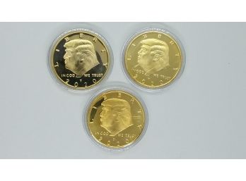 Lot Of 3 Brand New 2020 Uncirculated Gold Tone Donald Trump American Eagle Coins