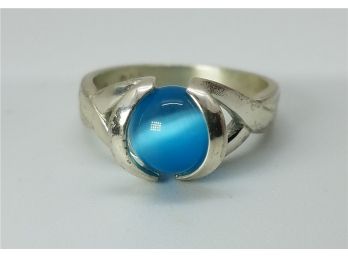 Size 7 Aqua Cats Eye In #925 Sterling Silver