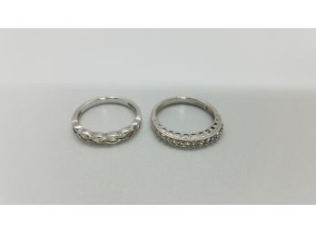 Lot Of 2 Vintage Sterling Silver Rings Both Size 7 With CZ Stones