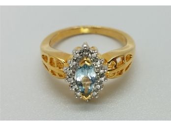 Beautiful Size 7 Gold Plated Blue Topaz Ring