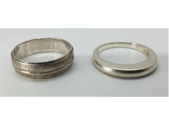 2 Heavy Size 10 Sterling Silver Rings ~ One Is Engraved Inside