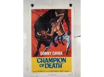 Vintage Folded One Sheet Movie Poster Sonny Chiba In Champion Of Death