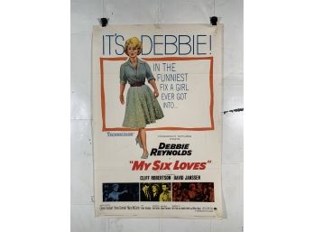 Vintage Folded One Sheet Movie Poster Debbie Reynolds In My Six Loves