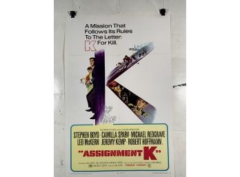 Vintage Folded One Sheet Movie Poster Assignment K 1968