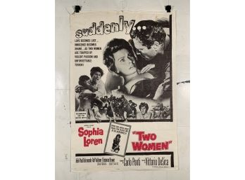 Vintage Folded One Sheet Movie Poster Sophia Loren In Suddenly