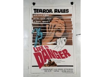 Vintage Folded One Sheet Movie Poster Life In Danger 1963