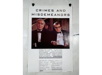 Vintage Folded One Sheet Movie Poster Woody Allen Crimes And Misdemeanors 1989