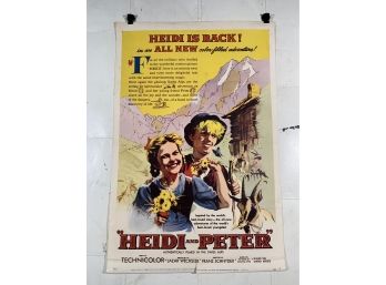 Vintage Folded One Sheet Movie Poster Heidi And Peter