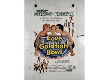 Vintage Folded One Sheet Movie Poster Love In A Goldfish Bowl 1961