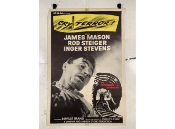 Vintage Folded One Sheet Movie Poster Cry Terror 1958