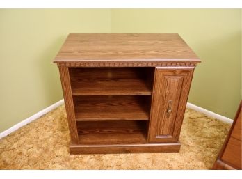 Entertainment Stand With Sliding Media Storage Cabinet And Three New Sealed VHS Tapes