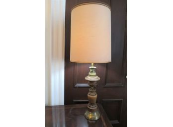 Vintage Wood Brass Table Lamp