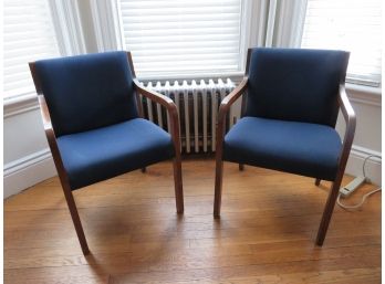 Pair Of Mid-century Modern Paoli Cobalt Blue Arm Chairs