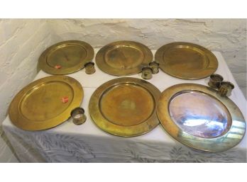 6 Brass Crate & Barrel Denmark Plate Chargers