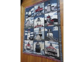 Vintage Lighthouse Theme Throw Blanket